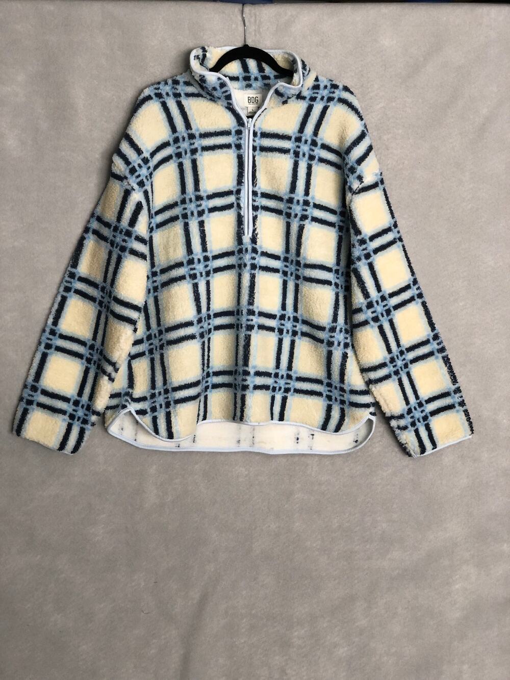 BDG Urban Outfitters 1/2 Zip Sherpa Sweater Cream Women's Large NEW